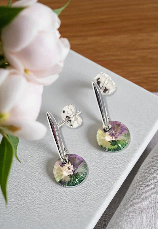 Aros Punto De Luz Plata 925 Cristal Swarovski® Paradise Shine