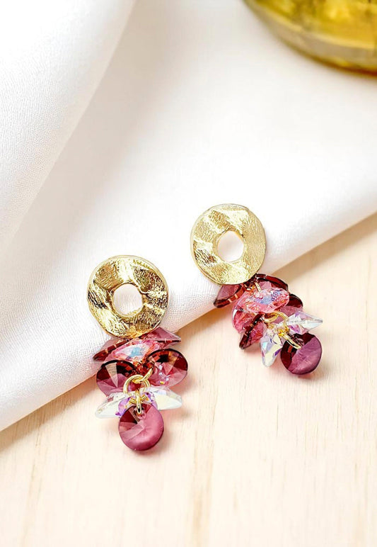 Aros Camila Gold 24k Creado con cristales Swarovski® Antique Pink