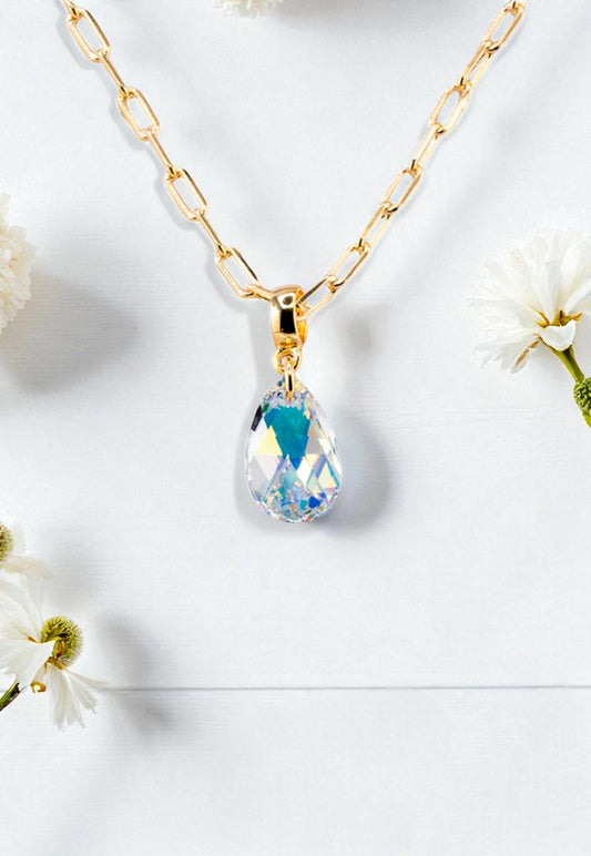 Collar Chiara Palermo Gold 24K Cristal Genuino Aurora Boreal