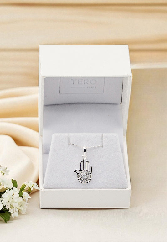 Collar Fatima Baño Oro Blanco