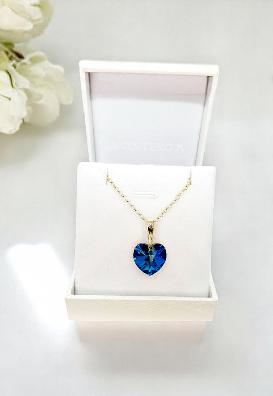 Collar Gran Romance Gold 24k Cristal Swarovski® Bermuda Blue