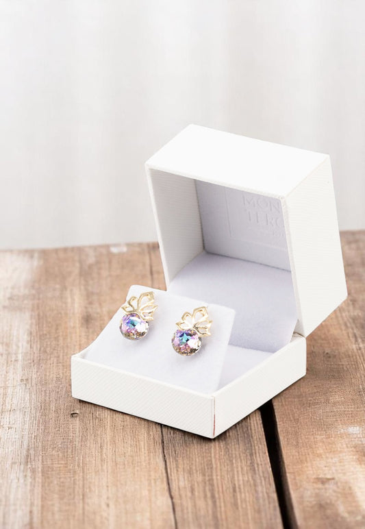 Aros Bali Gold 24K Cristal Genuino Vitral Light