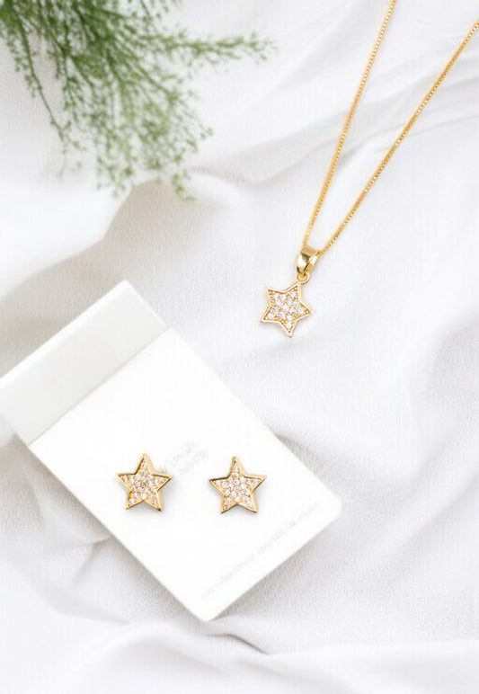 Conjunto Estelar Gold Baño de Oro 24k Microcircones