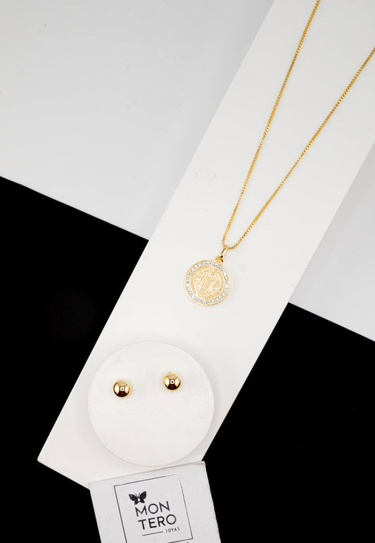 Conjunto San Benito Gold Baño Oro 24K Microcircones