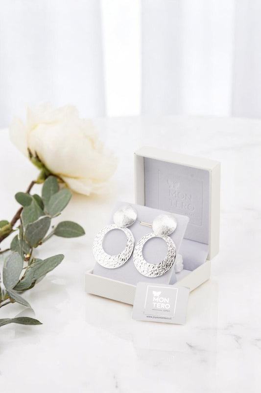 Aros Elena Silver Baño de Oro Blanco 24k