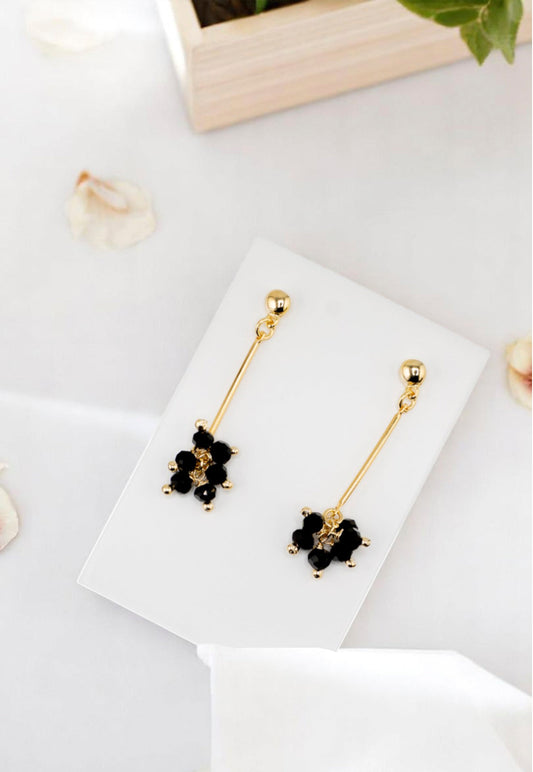 Aros Tessa Black Gold 24K Piedras Naturales