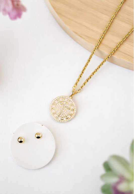 Conjunto Anastasia Gold 24K Cristal Swarovski® Aurora Boreal