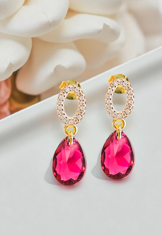 Aros Gota de Luz Gold 24K Cristal Genuino Scarleth