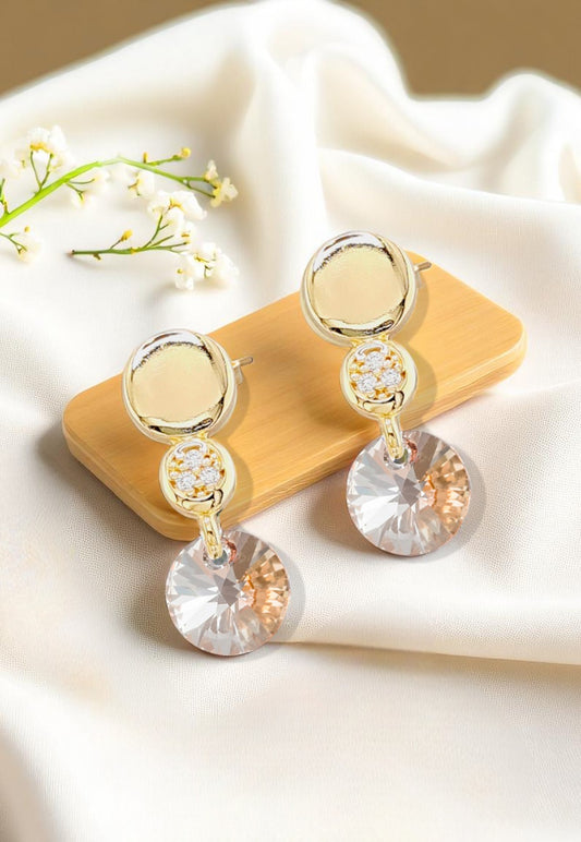 Aros Punto de Luz Gold 24K Cristal Genuino Golden Shadow