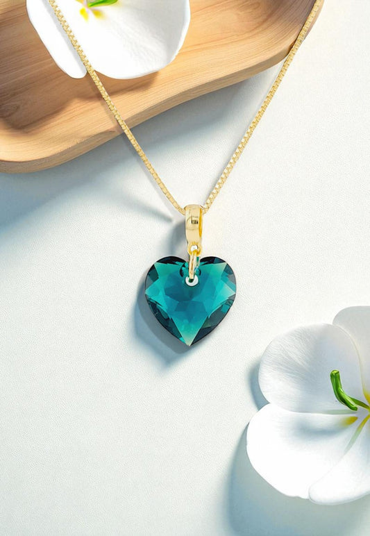 Collar Amor Gold 24K Cristal Genuino Emerald