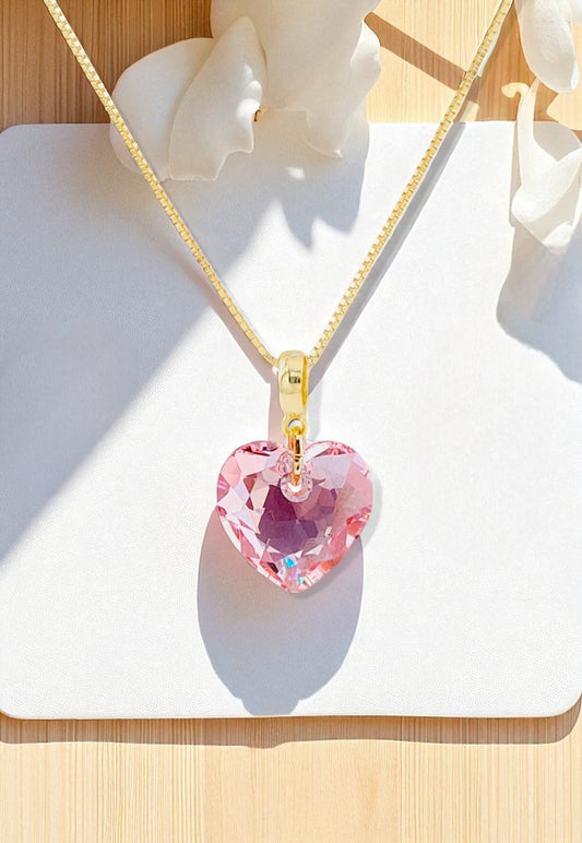 Collar Amor Gold 24K Cristal Genuino Rose