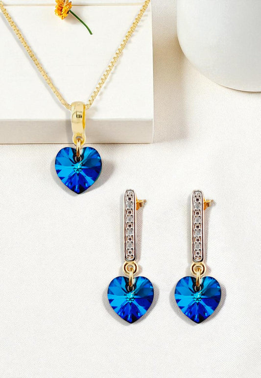Conjunto Romance Gold 24K Cristal Swarovski® Bermuda Blue