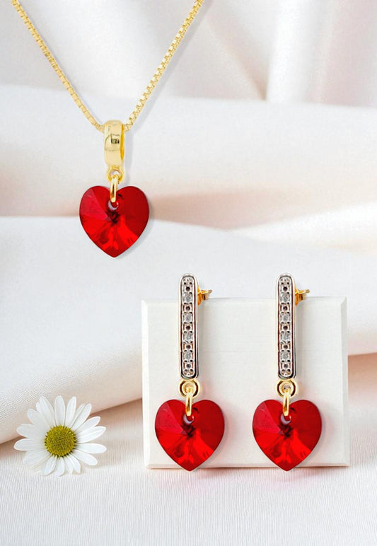 Conjunto Romance Gold 24K Cristal Genuino Siam