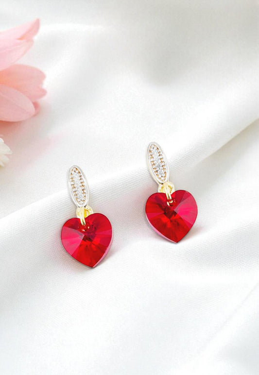 Aros Romance Gold 24K Cristal Genuino Siam Shimmer