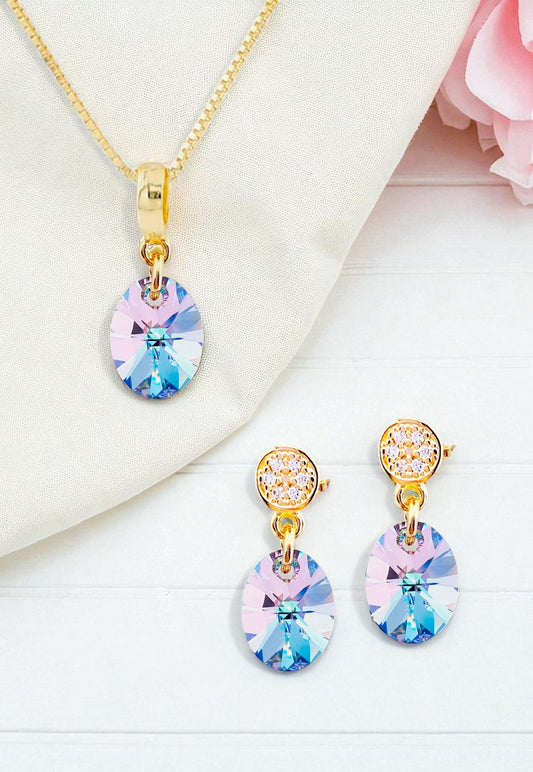 Conjunto Praga Gold 24K Cristal Swarovski® Vitral Light
