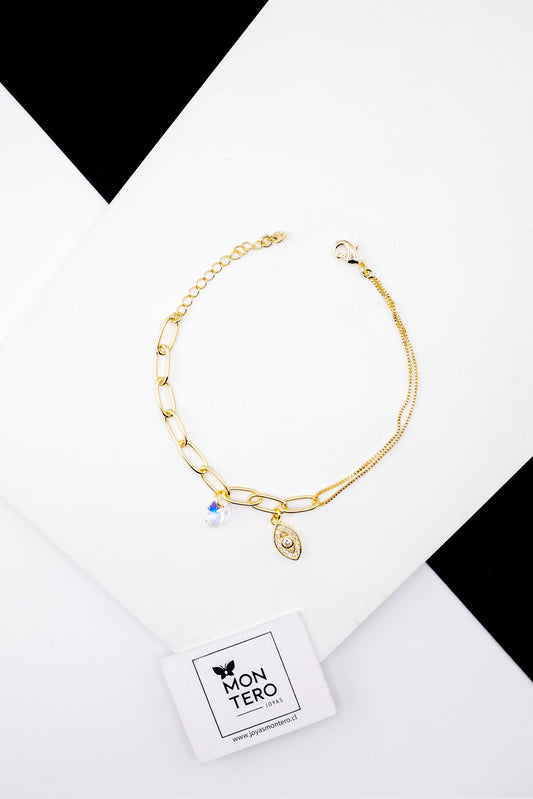 Pulsera Fortuna Gold Con Cristales Genuinos