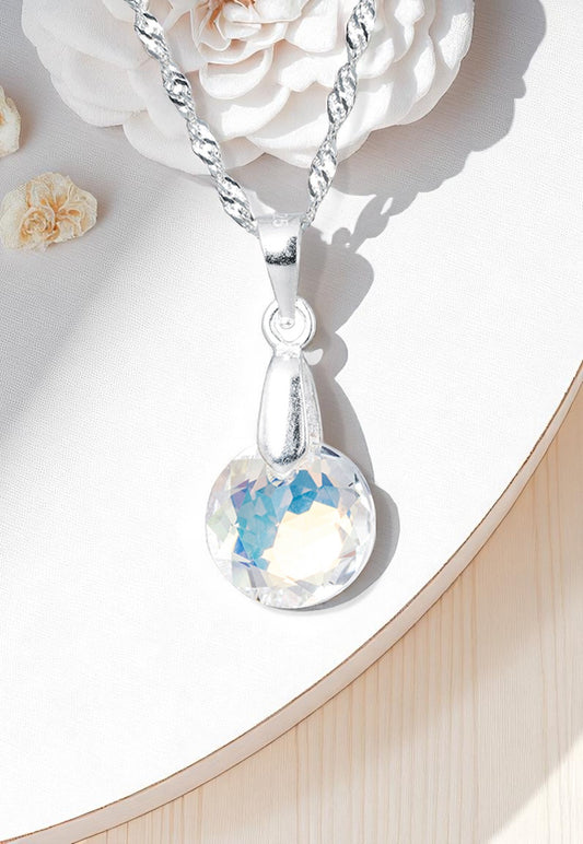 Collar Gracia Plata 925 Cristal Genuino Aurora Boreal