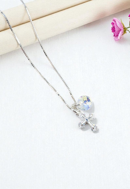 Collar Fe Plata 925 y Cristal Genuino