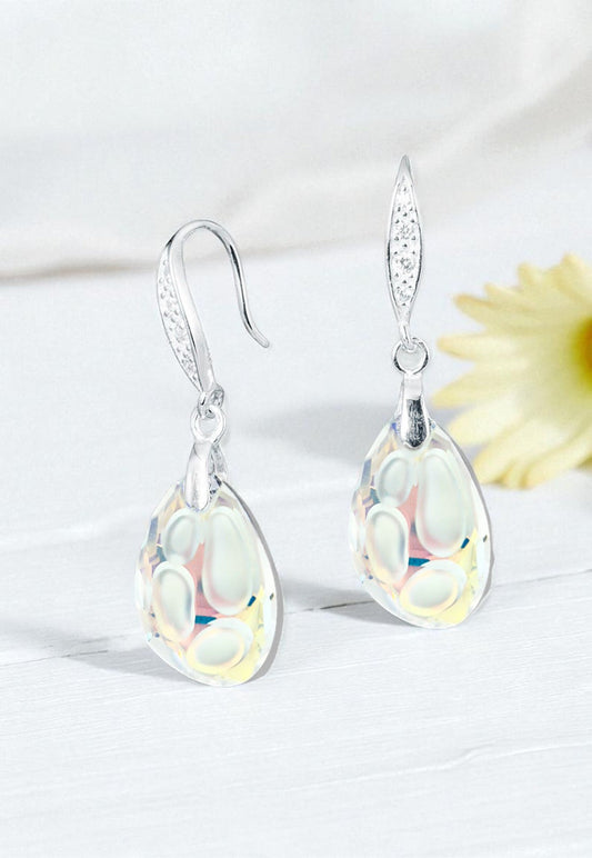 Aros Nina Plata 925 Cristal Swarovski® Aurora Boreal Opal