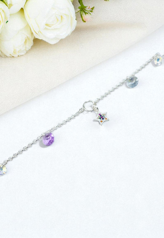 Pulsera Estelar Plata Italiana Cristal Genuino