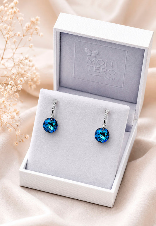 Aros Gracia Plata 925 Cristal Swarovski® Bermuda Blue