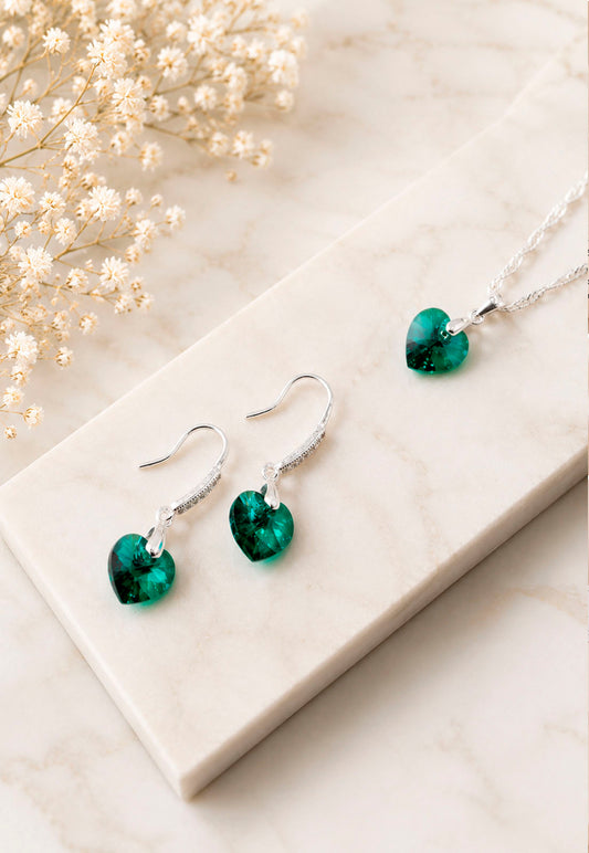 Conjunto Romance Plata 925 Cristal Swarovski® Emerald