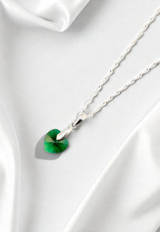 Collar Romance Plata 925 Cristal Genuino Emerald