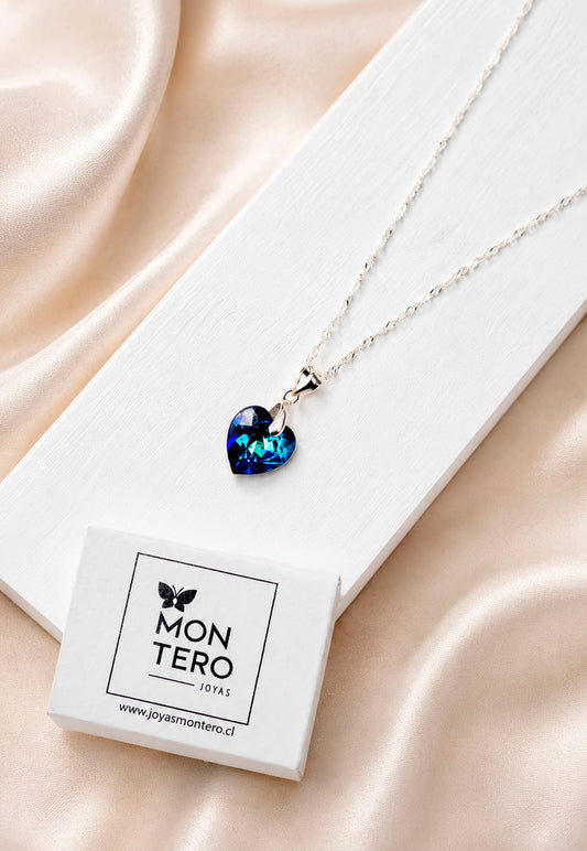 Collar Amor Plata 925 Cristal Swarovski® Bermuda Blue