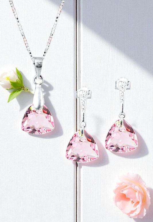 Aros Camila Plata 925 Cristal Genuino Light Rose