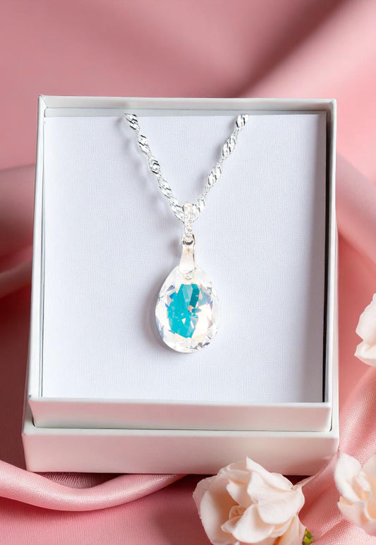 Collar Capricho Plata 925 Cristal Genuino Aurora Boreal