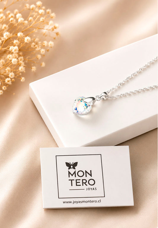 Collar Amor Plata 925 Cristal Swarovski® Aurora Boreal