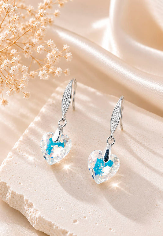 Aros Amor Plata 925 Cristal Swarovski® Aurora Boreal