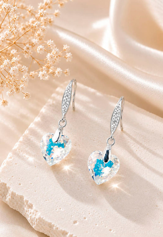 Aros Amor Plata 925 Cristal Swarovski® Aurora Boreal