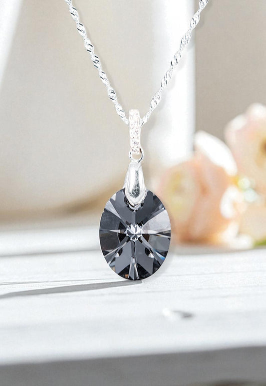 Collar Gran Praga Plata Italiana 925 y Cristales Silver Night