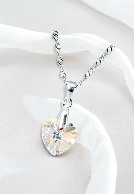 Collar Romance Plata 925 Cristal Genuino Aurora Boreal