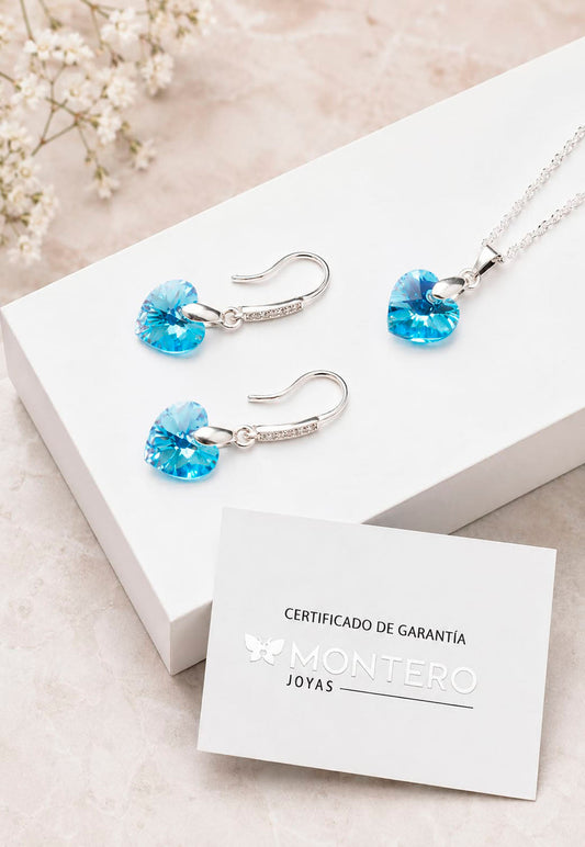 Conjunto Romance Plata 925 Cristal Swarovski® Aquamarine