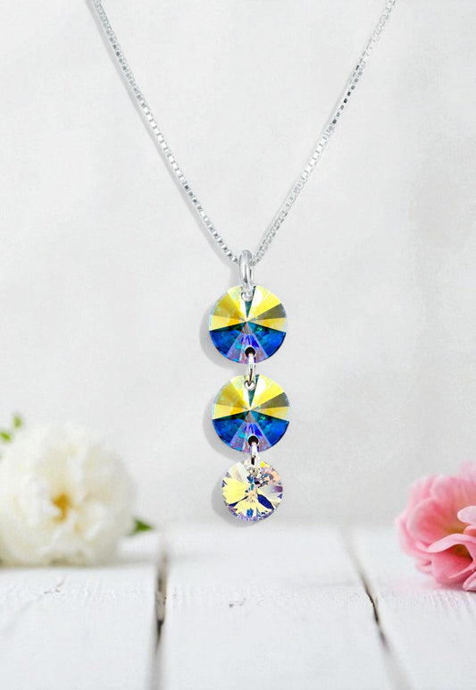 Collar Rafaela Plata 925 Cristal Swarovski® Aurora Boreal
