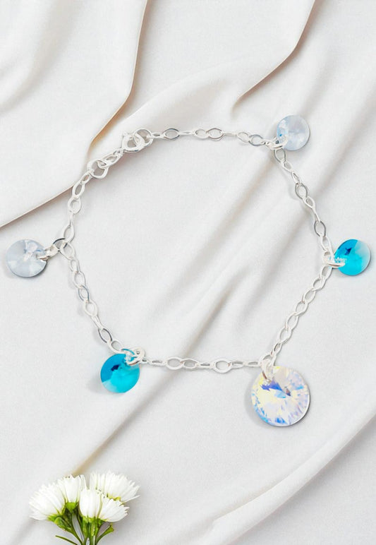 Pulsera Nepal Plata 925 Cristal Genuino Turqueza