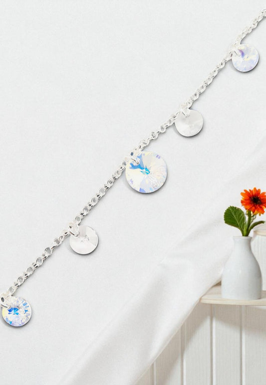 Pulsera Nepal Plata 925 Cristal Genuino Aurora Boreal