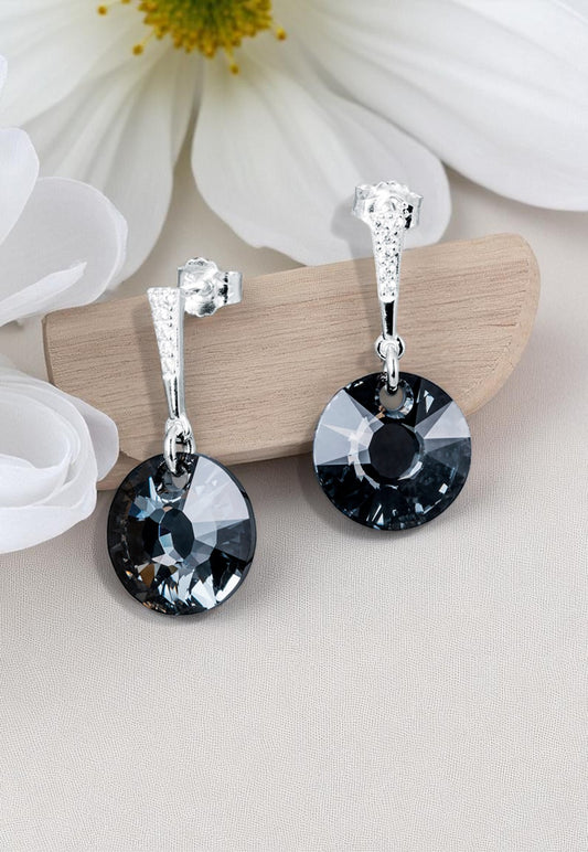 Aros Paris Plata 925 Cristal Genuino Silver Night