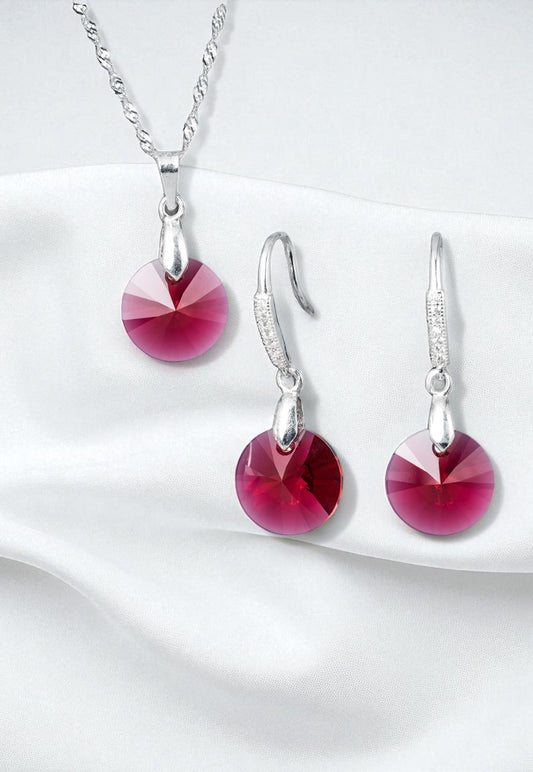 Conjunto Madrid Plata 925 Cristal Swarovski® Scarlet