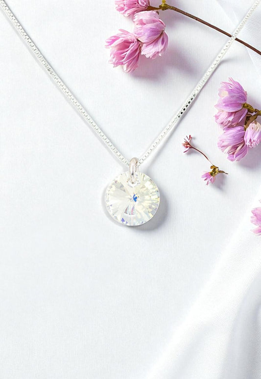 Collar Punto de Luz Plata 925 Cristal Genuino Aurora Boreal