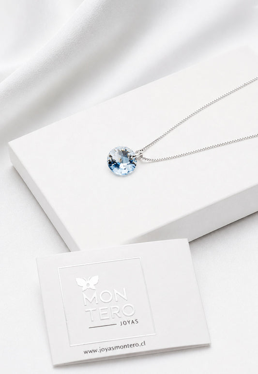 Collar Punto de Luz Plata 925 Cristal Swarovski® Blue Shade