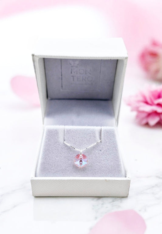 Collar Punto de Luz Plata 925 Cristal Genuino Light Rose