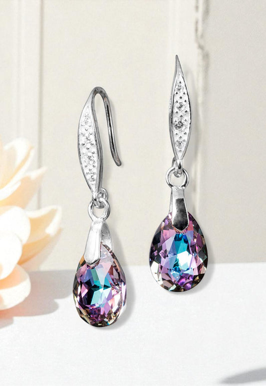 Aros Capricho Plata Italiana 925 Cristal Genuino Vitral Light