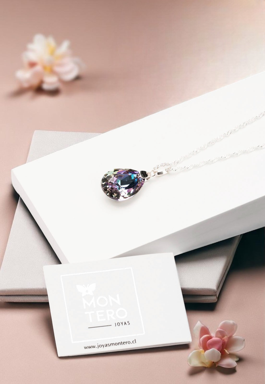 Collar Capricho Plata 925 Cristal Genuino Vitral Light