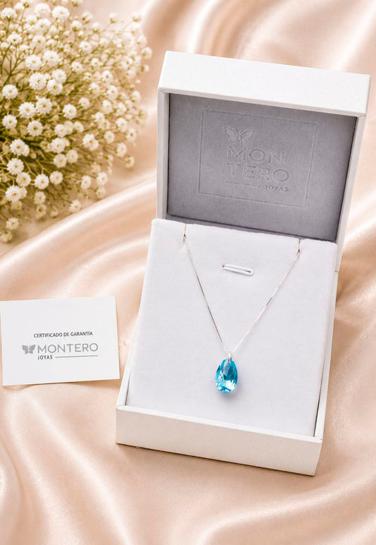 Collar Gota de Luz Plata 925 Cristal Swarovski® Aquamarine