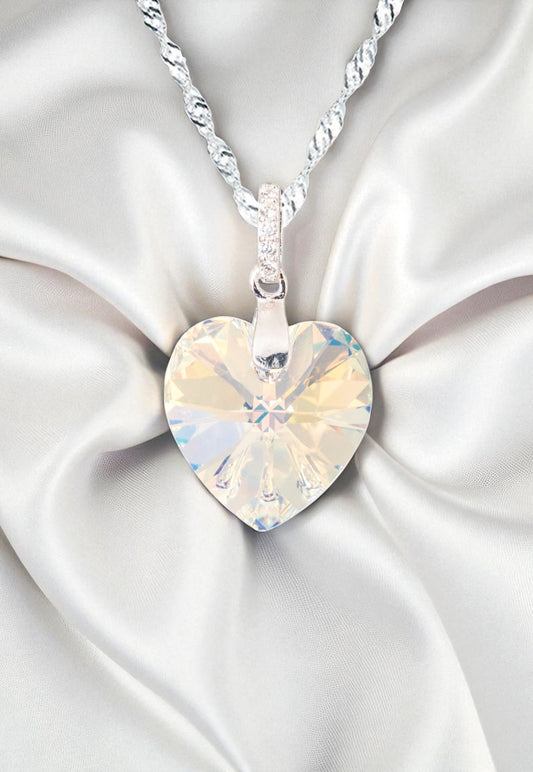 Collar Gran Romance Plata 925 Cristal Aurora Boreal