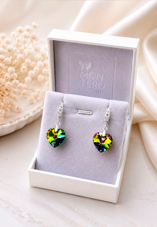 Aros Gran Romance Plata 925 Cristal Swarovski® Vitral Medium