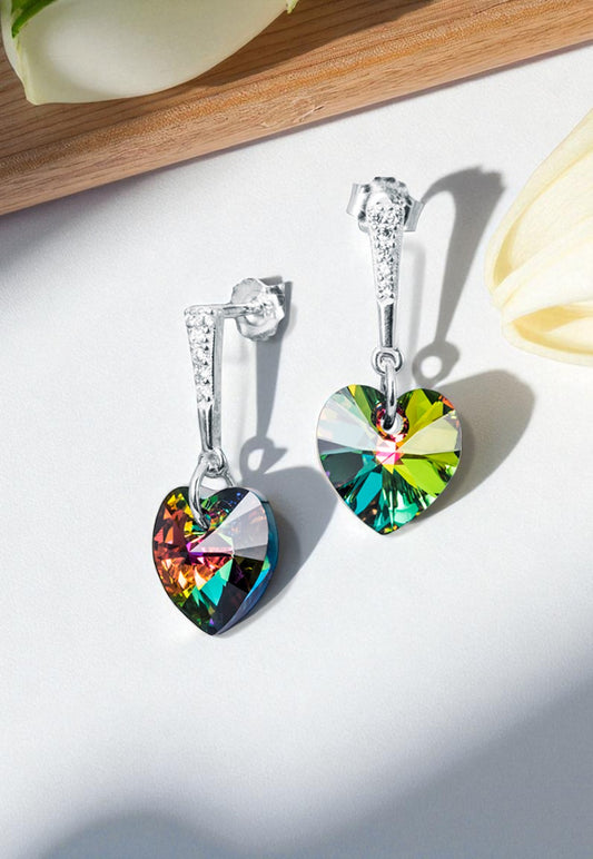 Aros Romance Plata Italiana 925 Cristal Genuino Vitral Medium